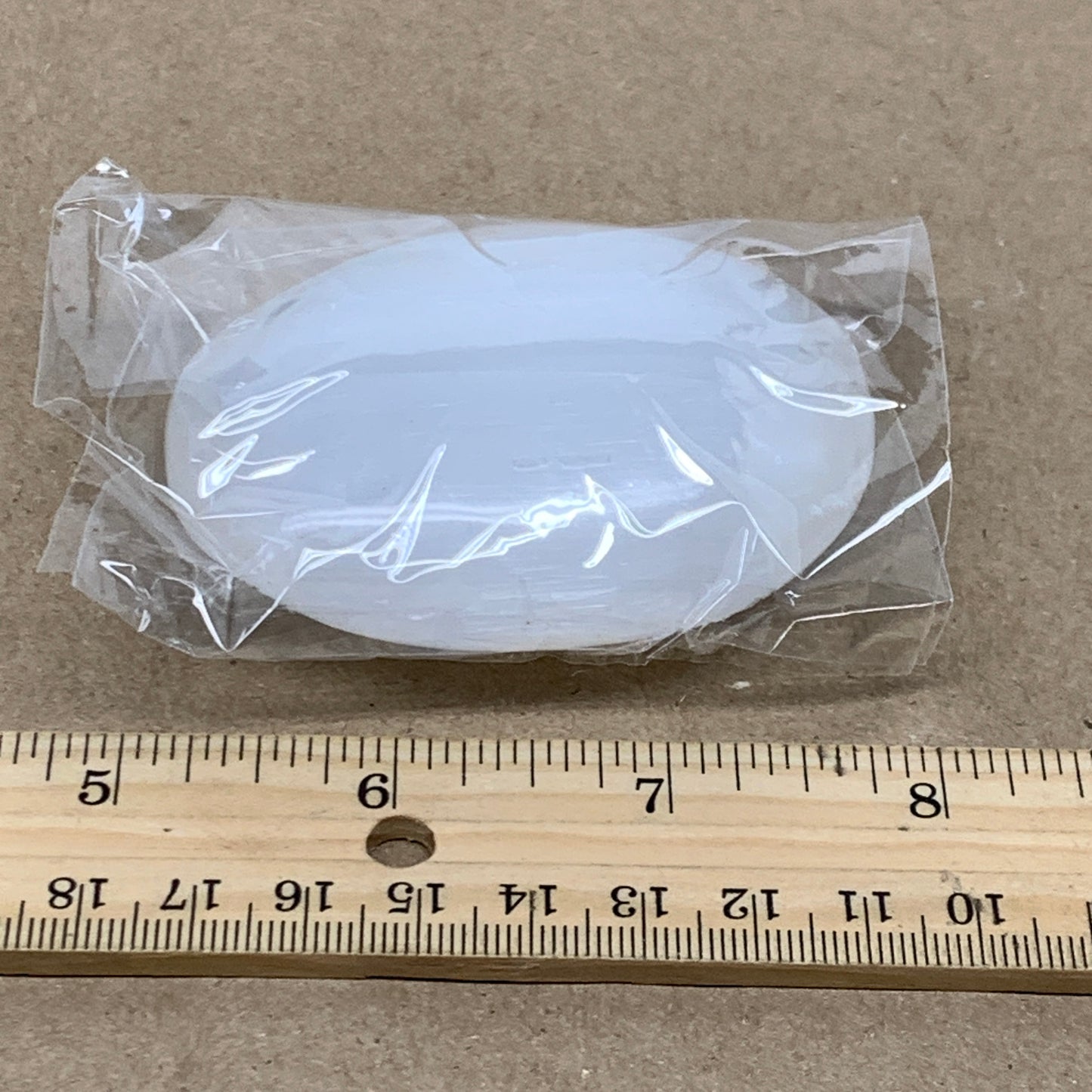 115g, 2.7"x2.1"x1", White Selenite Palmstone Crystal Pillow Reiki, B36430