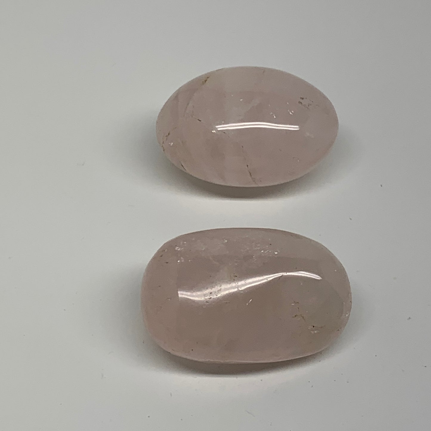 185.4g , 2.1"-2.1", 2pcs, Natural Pink Rose Quartz Palm-stone Crystal, B37228