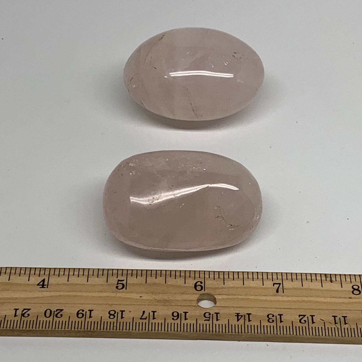 185.4g , 2.1"-2.1", 2pcs, Natural Pink Rose Quartz Palm-stone Crystal, B37228