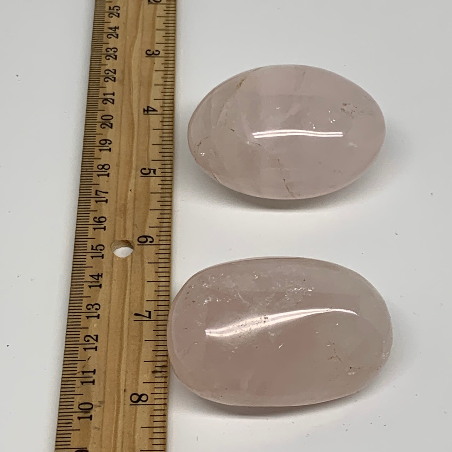 185.4g , 2.1"-2.1", 2pcs, Natural Pink Rose Quartz Palm-stone Crystal, B37228