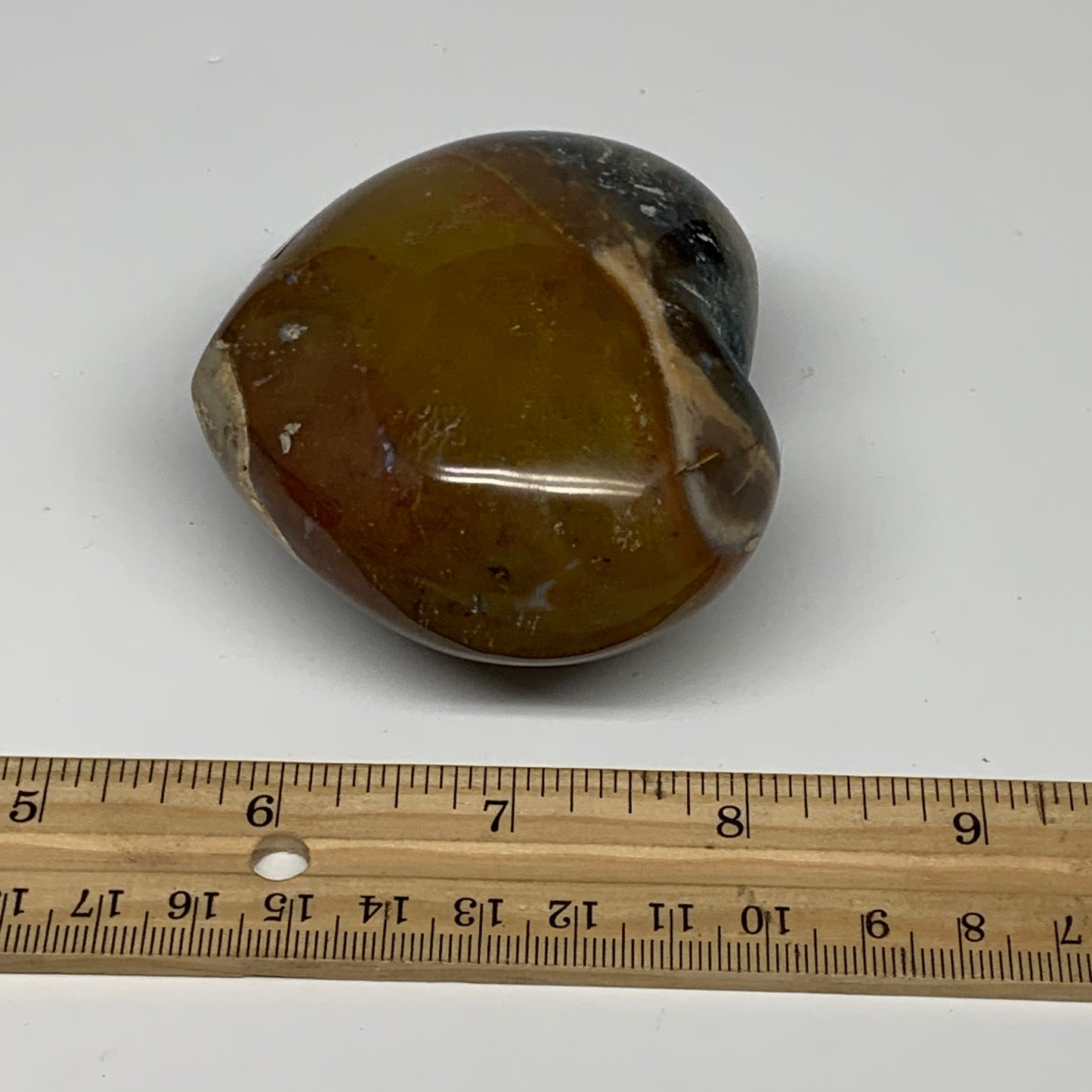 0.59 lbs, 2.5"x3"x1.6" Ocean Jasper Heart Polished Healing Crystal, B30859