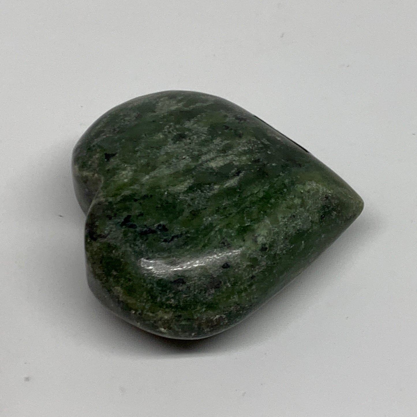 125g, 2.2"x2.3"x1" Green Serpentine Heart Polished Gemstones, B35109