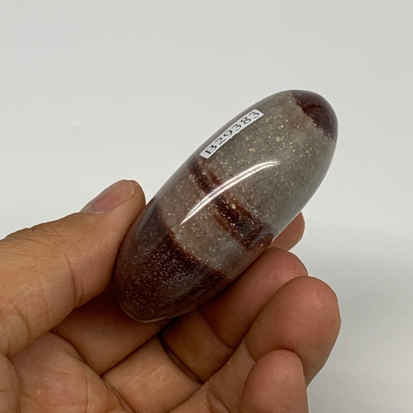 95.8g, 2.3"x1.7"x0.9", Narmada Shiva Lingam Palm-Stone Polished, B29383