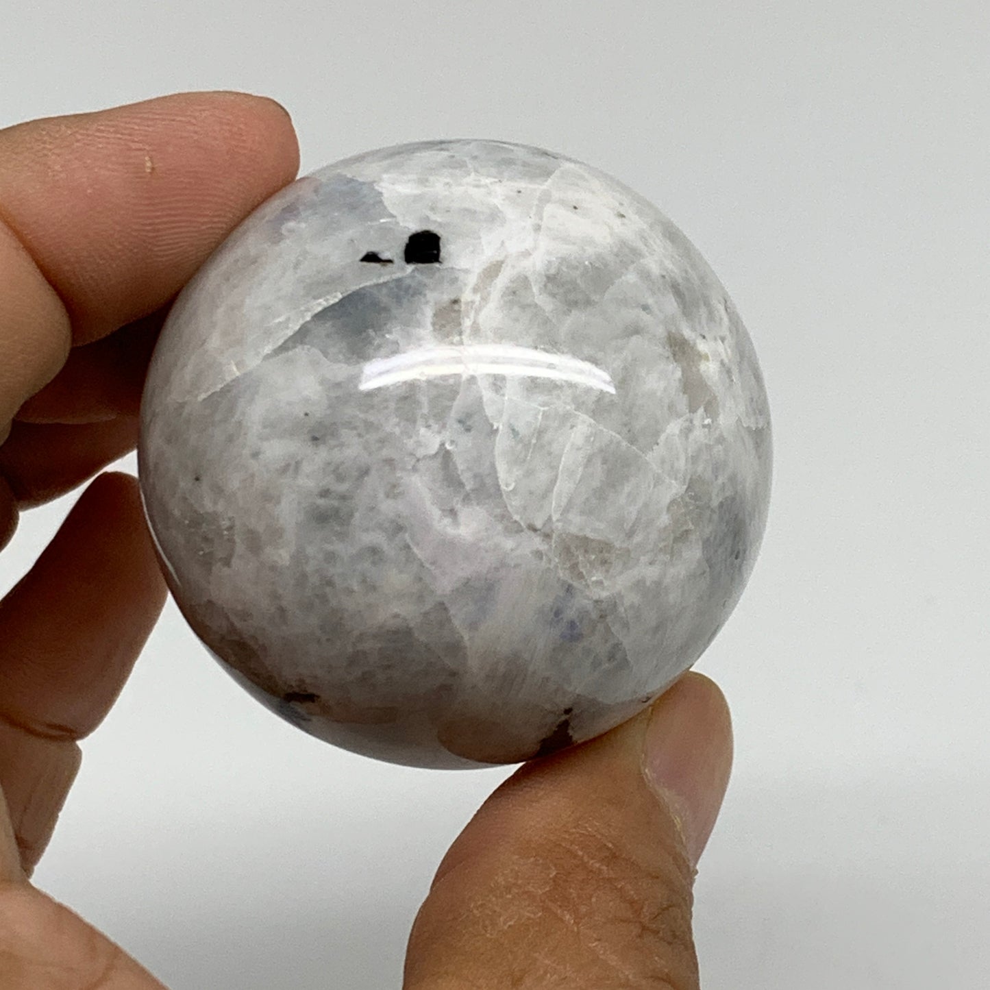 138.1g, 1.8"(46mm), Natural Rainbow Moonstone Sphere Ball Gemstone, B34322