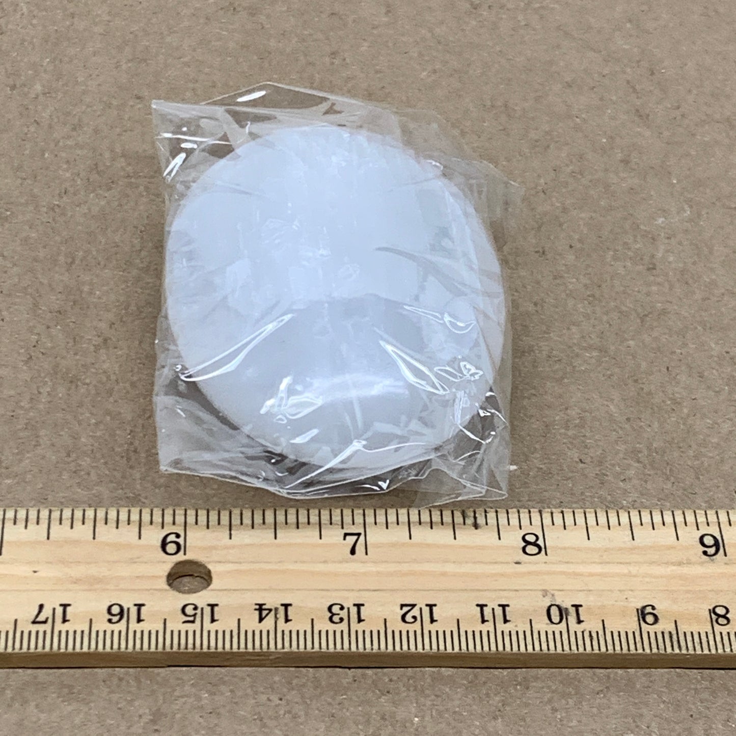 104g, 2.8"x2"x0.9", White Selenite Palmstone Crystal Pillow Reiki, B36432