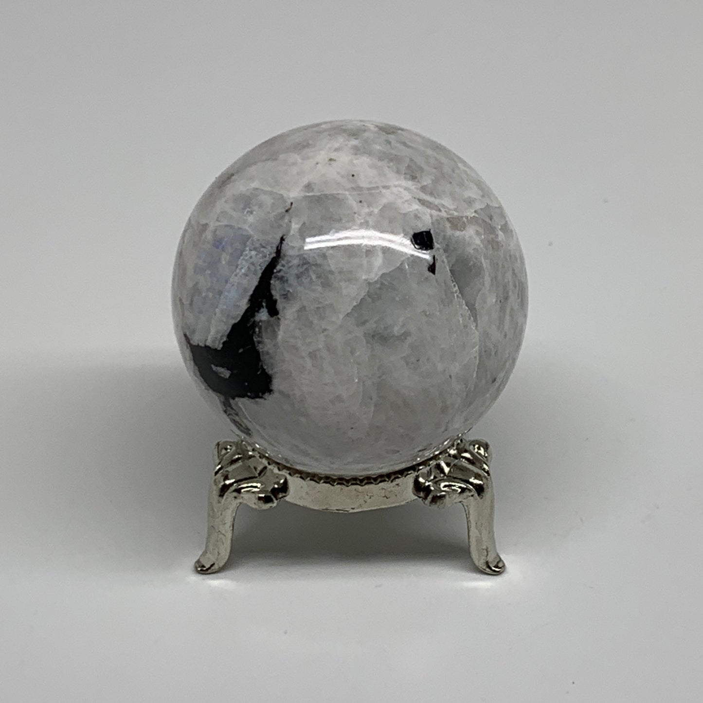 138.1g, 1.8"(46mm), Natural Rainbow Moonstone Sphere Ball Gemstone, B34322