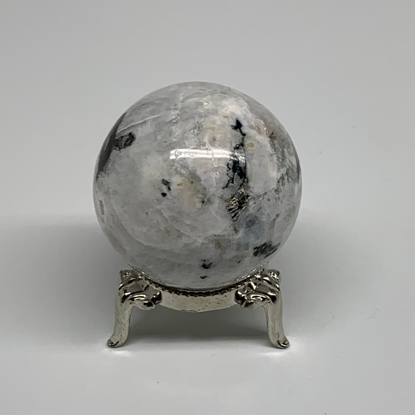 138.1g, 1.8"(46mm), Natural Rainbow Moonstone Sphere Ball Gemstone, B34322