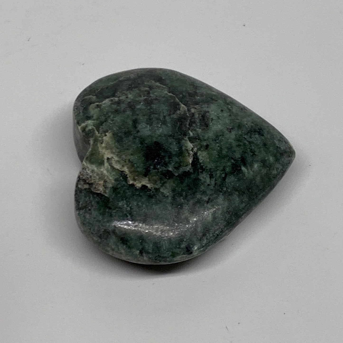 82.8g, 2.1"x2.3"x0.7" Green Serpentine Heart Polished Gemstones, B35110