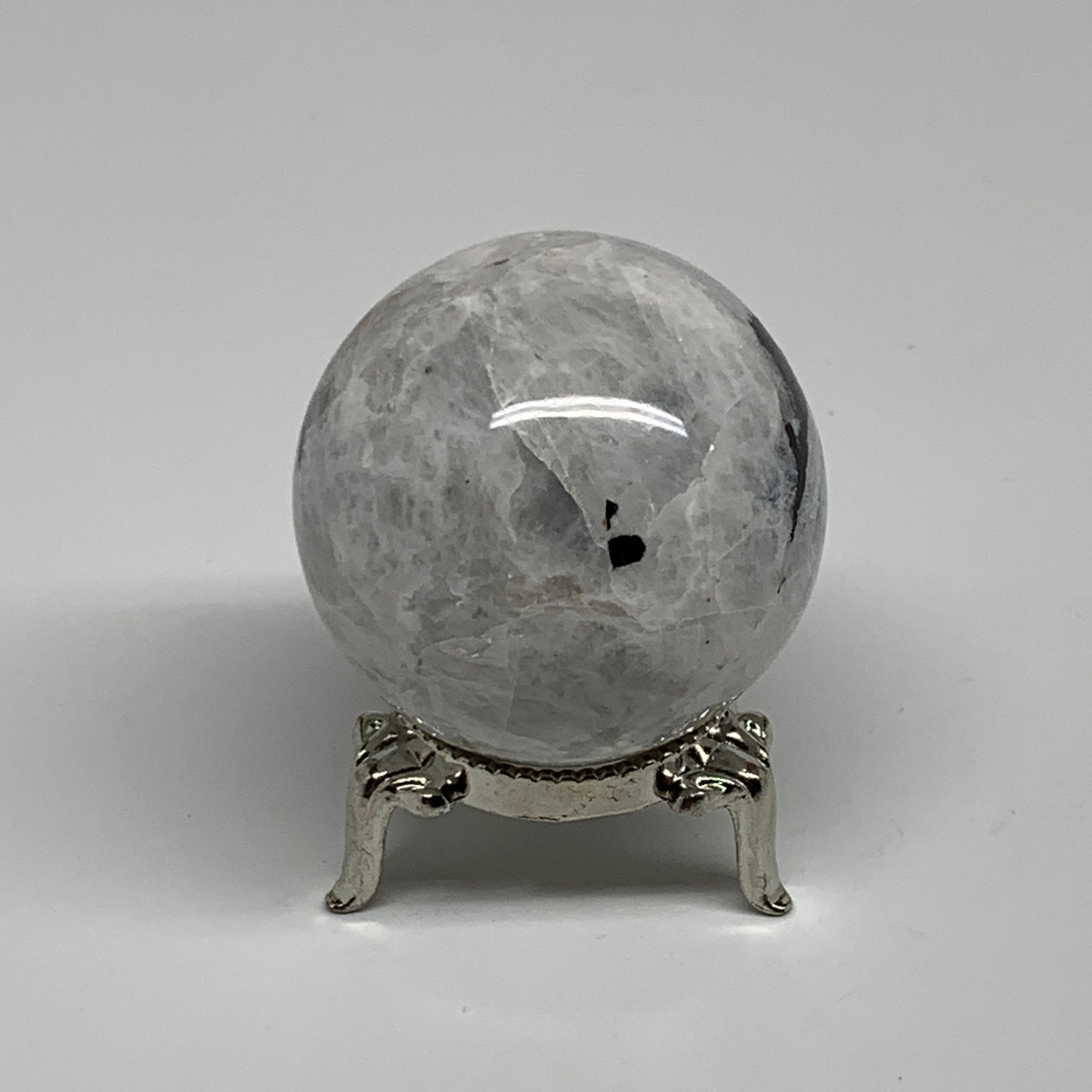 138.1g, 1.8"(46mm), Natural Rainbow Moonstone Sphere Ball Gemstone, B34322