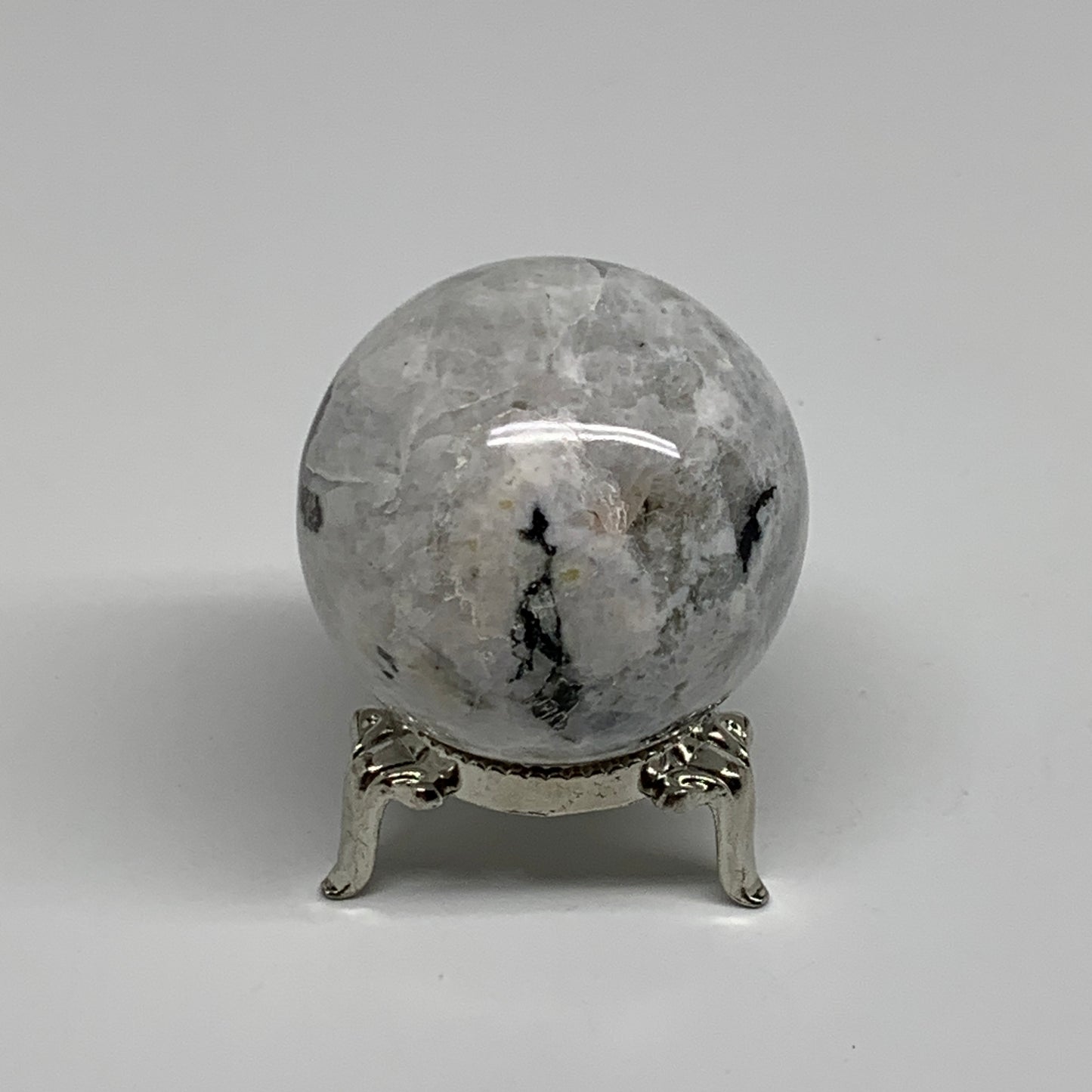 138.1g, 1.8"(46mm), Natural Rainbow Moonstone Sphere Ball Gemstone, B34322