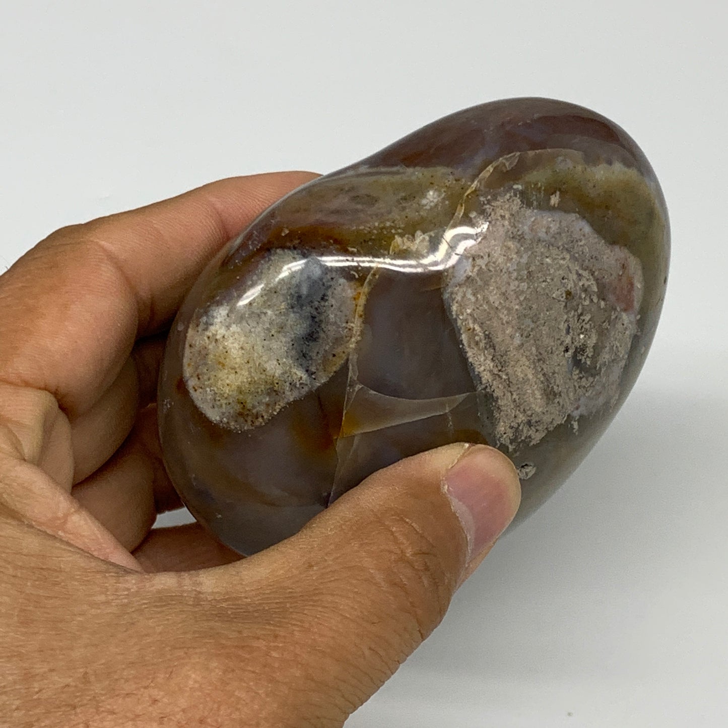 0.68 lbs, 3"x3.3"x1.5" Ocean Jasper Heart Polished Healing Crystal, B30861