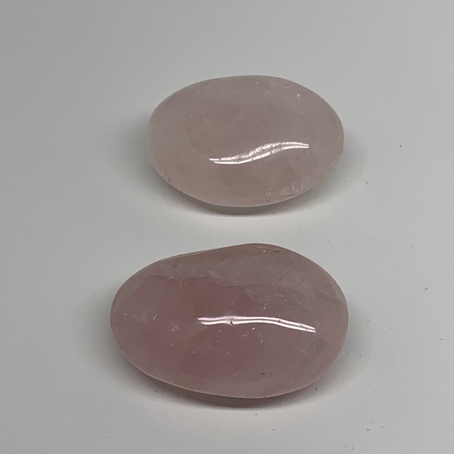 160g , 2.1"-2.3", 2pcs, Natural Pink Rose Quartz Palm-stone Crystal, B37230