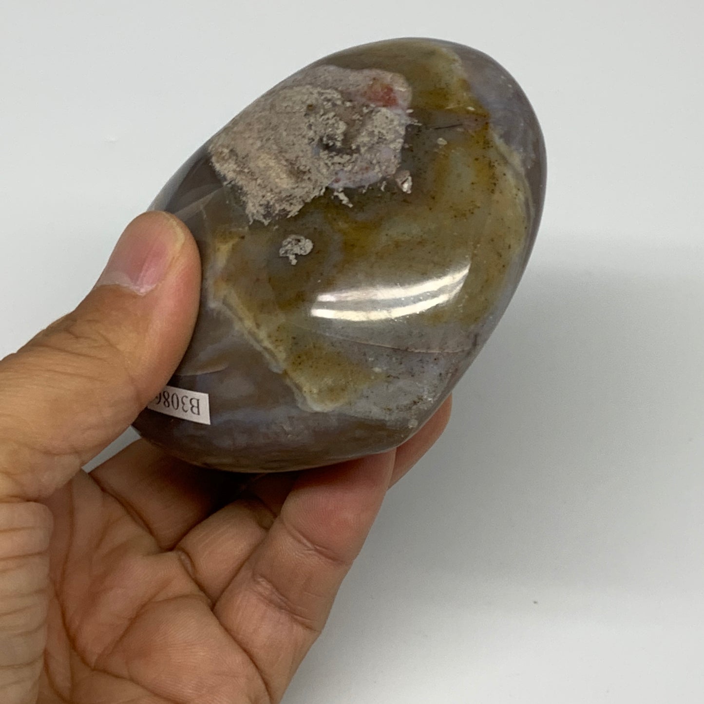 0.68 lbs, 3"x3.3"x1.5" Ocean Jasper Heart Polished Healing Crystal, B30861