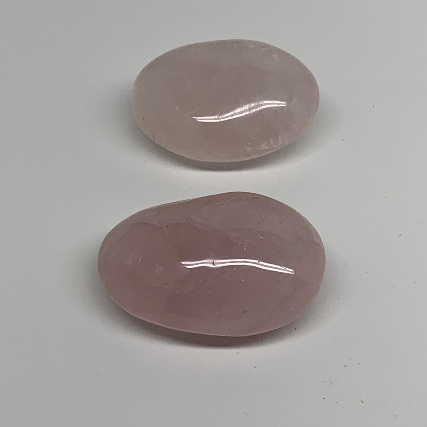 160g , 2.1"-2.3", 2pcs, Natural Pink Rose Quartz Palm-stone Crystal, B37230