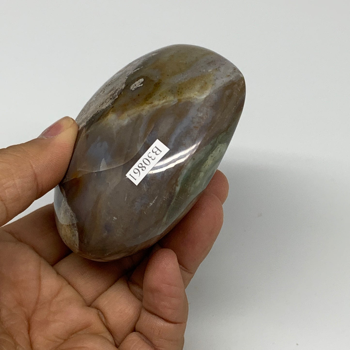 0.68 lbs, 3"x3.3"x1.5" Ocean Jasper Heart Polished Healing Crystal, B30861