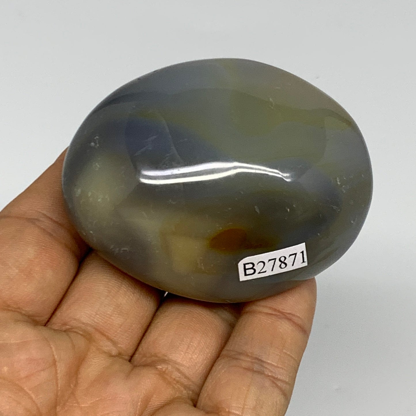 133.4g, 2.5"x2"x1.3" Orca Agate Palm-Stone Reiki Energy Crystal Reiki, B27871