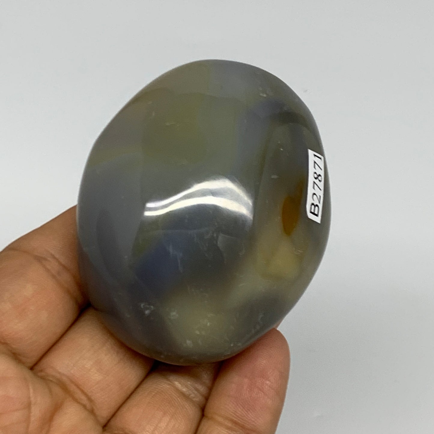 133.4g, 2.5"x2"x1.3" Orca Agate Palm-Stone Reiki Energy Crystal Reiki, B27871