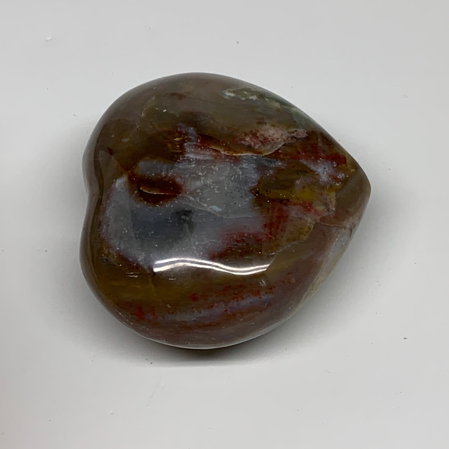 0.68 lbs, 3"x3.3"x1.5" Ocean Jasper Heart Polished Healing Crystal, B30861