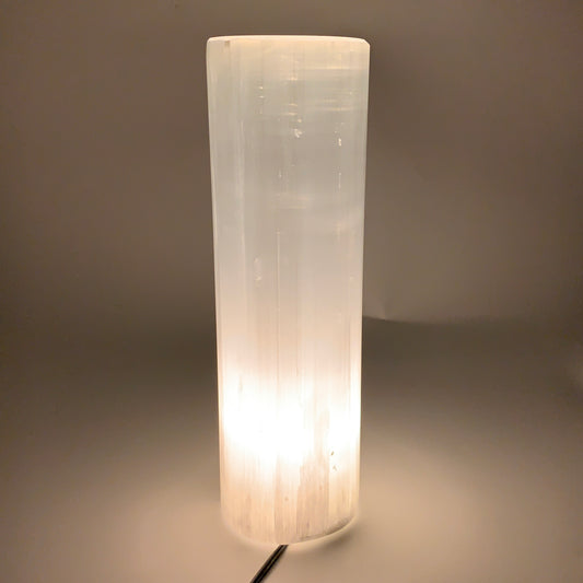 9.3 lbs, 11.6"x3.7" Cylinder Selenite (Satin Spar) Lamp Tower W/Chord, B35786