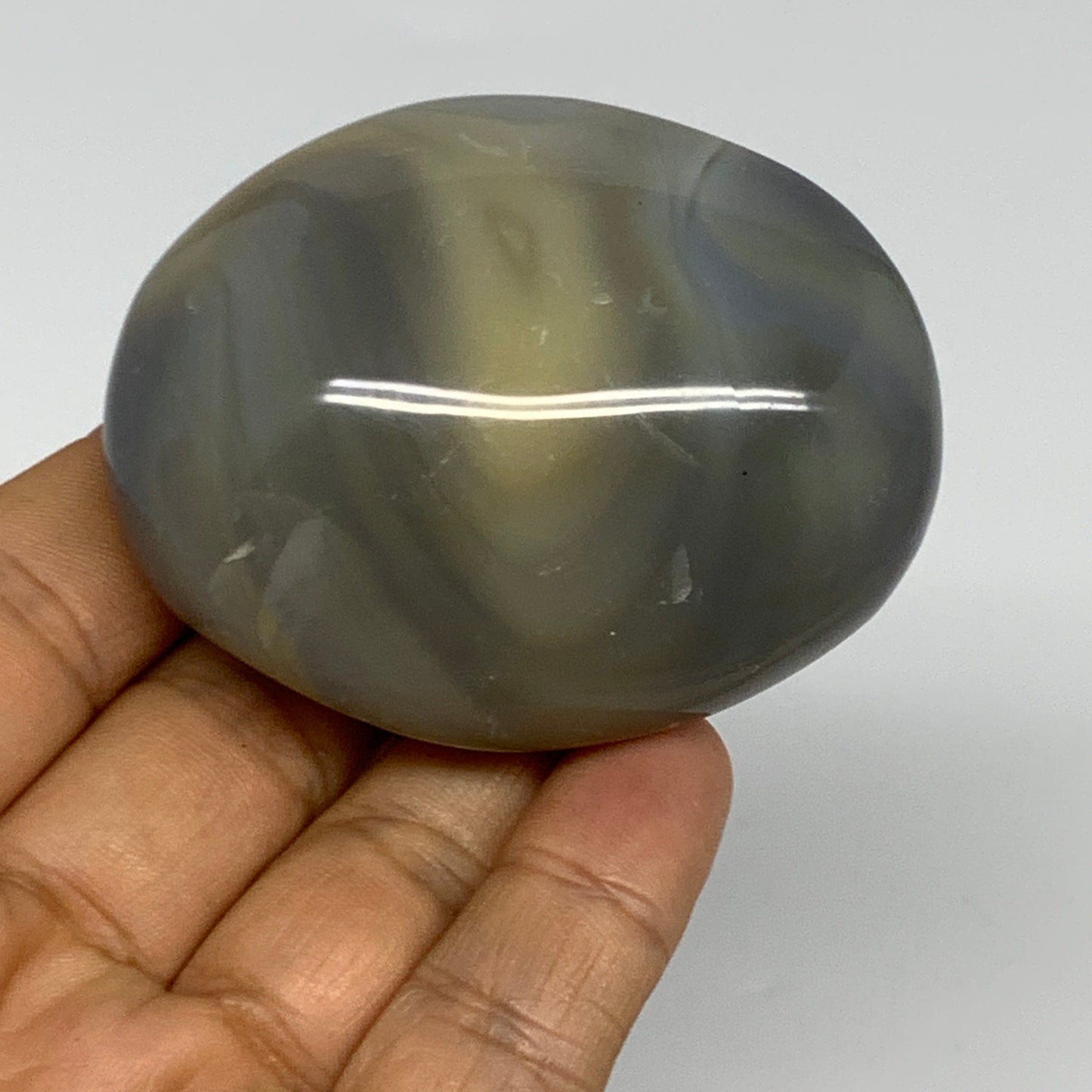 133.4g, 2.5"x2"x1.3" Orca Agate Palm-Stone Reiki Energy Crystal Reiki, B27871