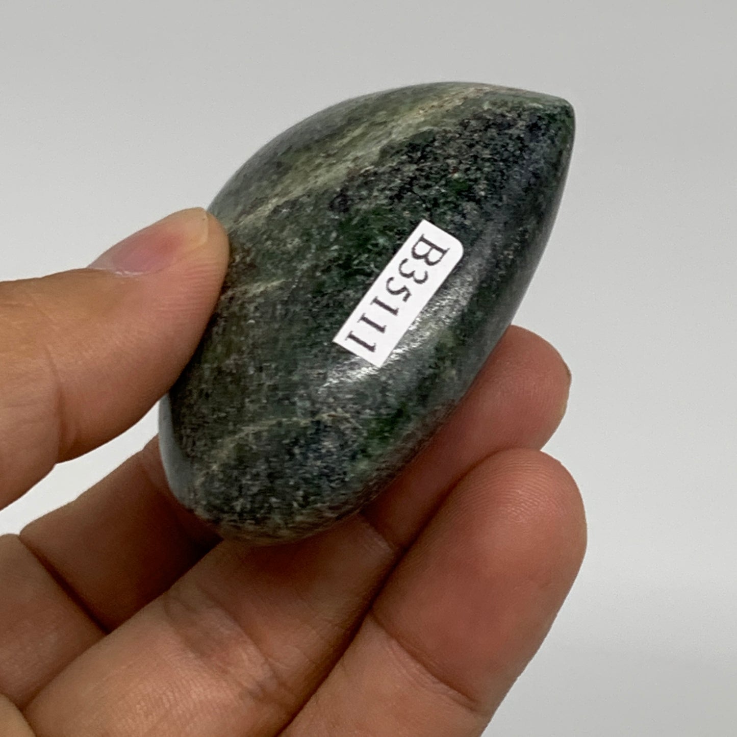 98.2g, 2"x2.3"x0.9" Green Serpentine Heart Polished Gemstones, B35111