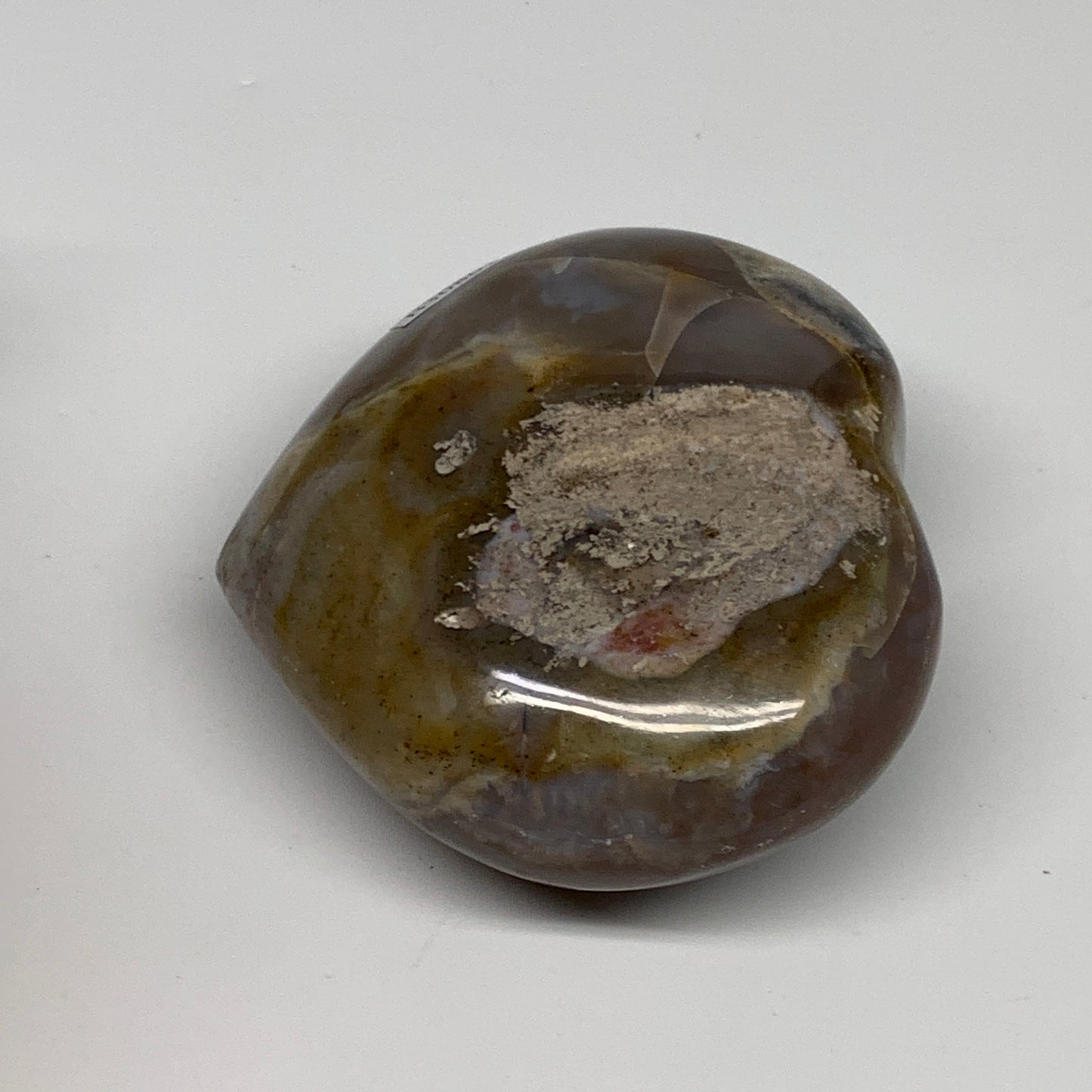0.68 lbs, 3"x3.3"x1.5" Ocean Jasper Heart Polished Healing Crystal, B30861