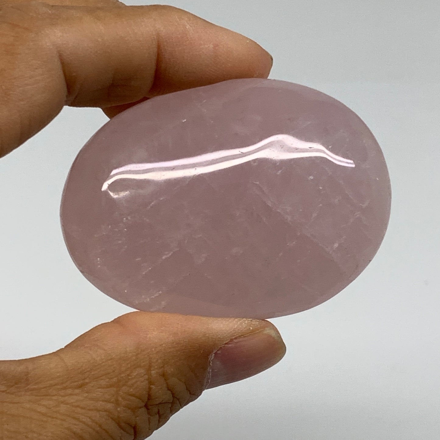 160g , 2.1"-2.3", 2pcs, Natural Pink Rose Quartz Palm-stone Crystal, B37230