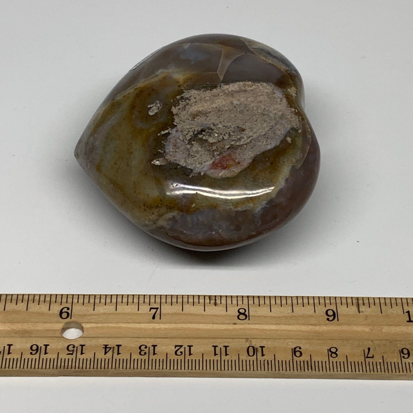 0.68 lbs, 3"x3.3"x1.5" Ocean Jasper Heart Polished Healing Crystal, B30861