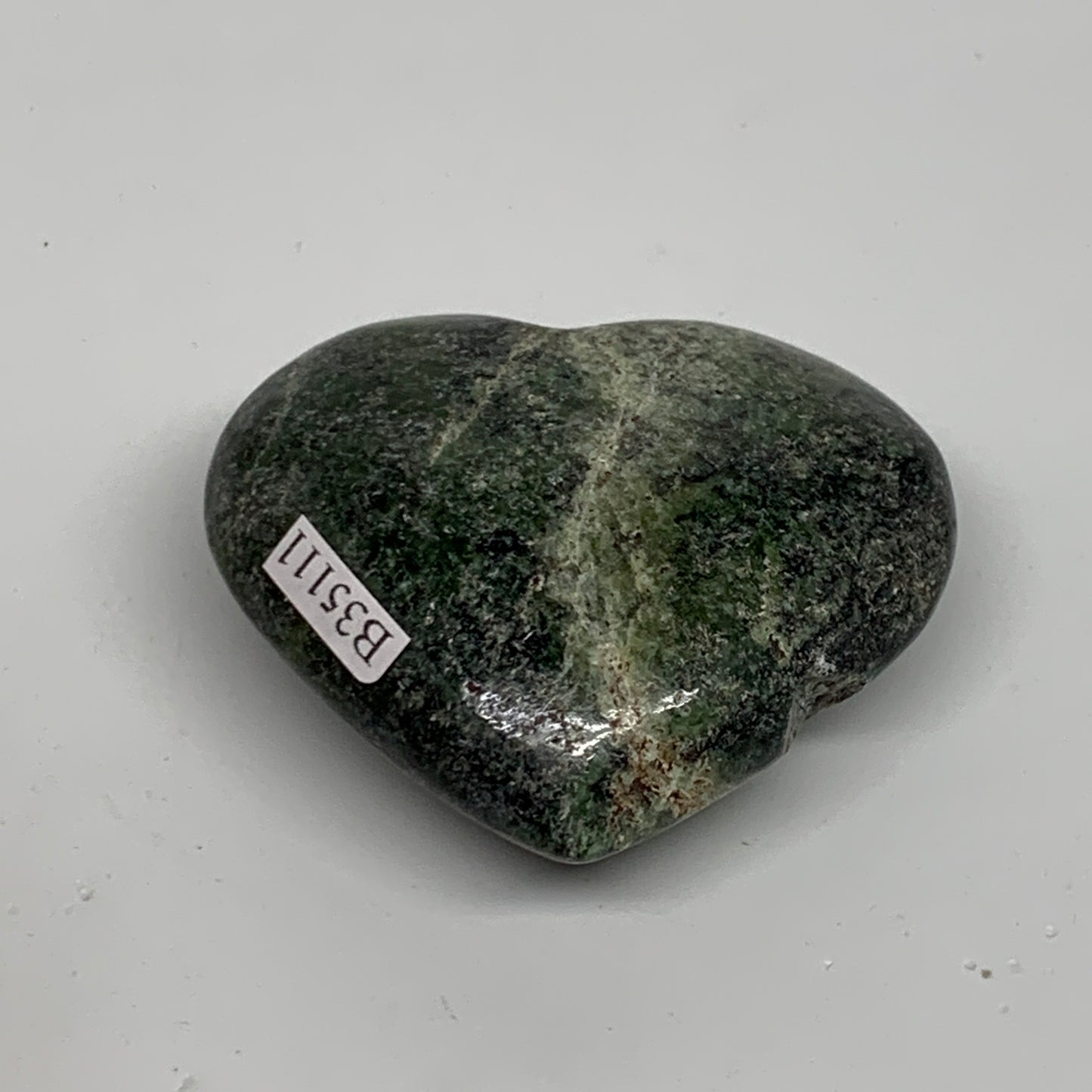 98.2g, 2"x2.3"x0.9" Green Serpentine Heart Polished Gemstones, B35111
