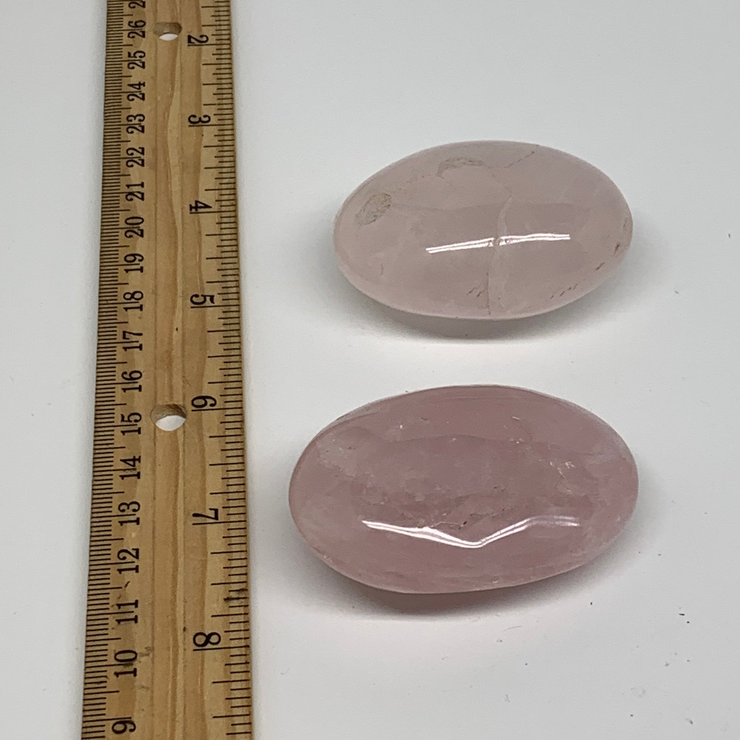 160g , 2.1"-2.3", 2pcs, Natural Pink Rose Quartz Palm-stone Crystal, B37230