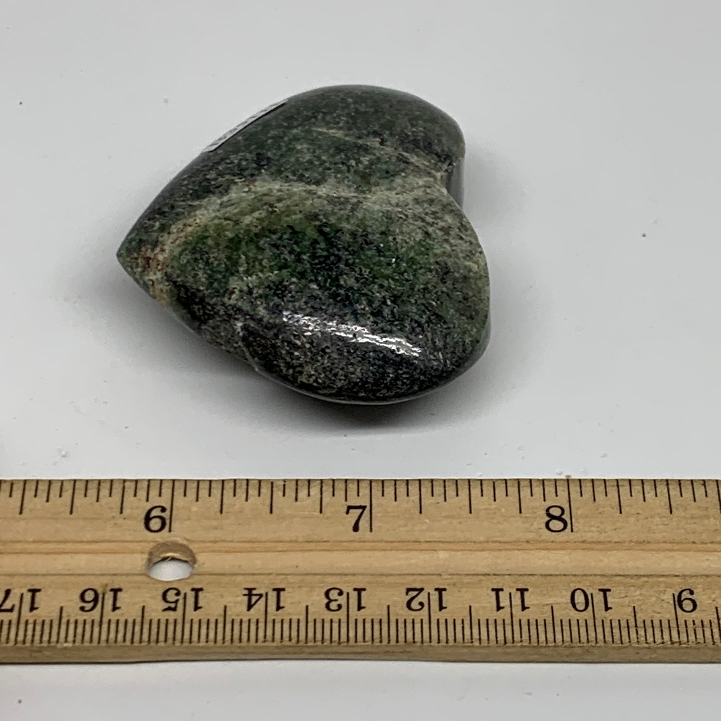98.2g, 2"x2.3"x0.9" Green Serpentine Heart Polished Gemstones, B35111