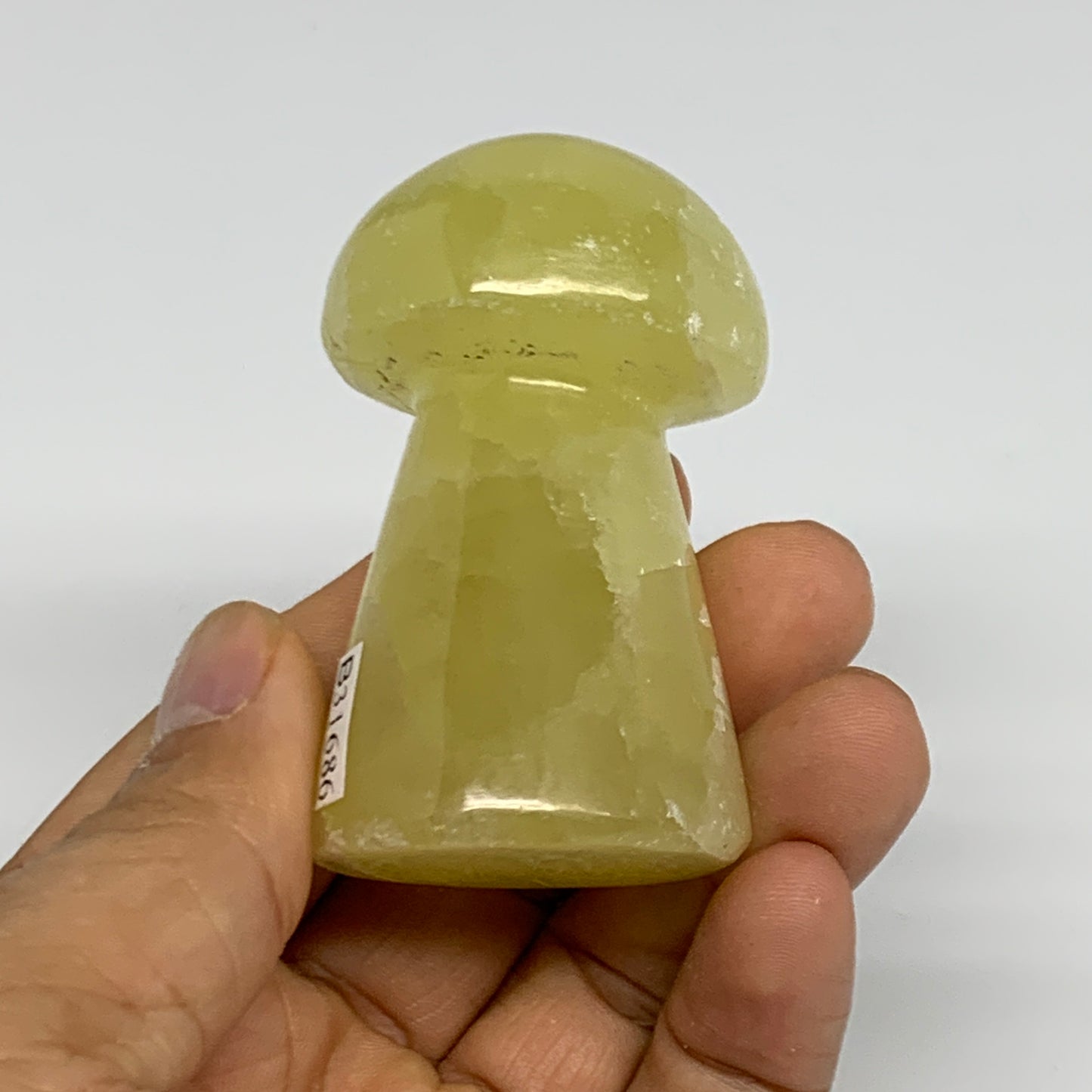 135g, 2.4"x1.4" Natural Lemon Calcite Mushroom Gemstone @Pakistan, B31686