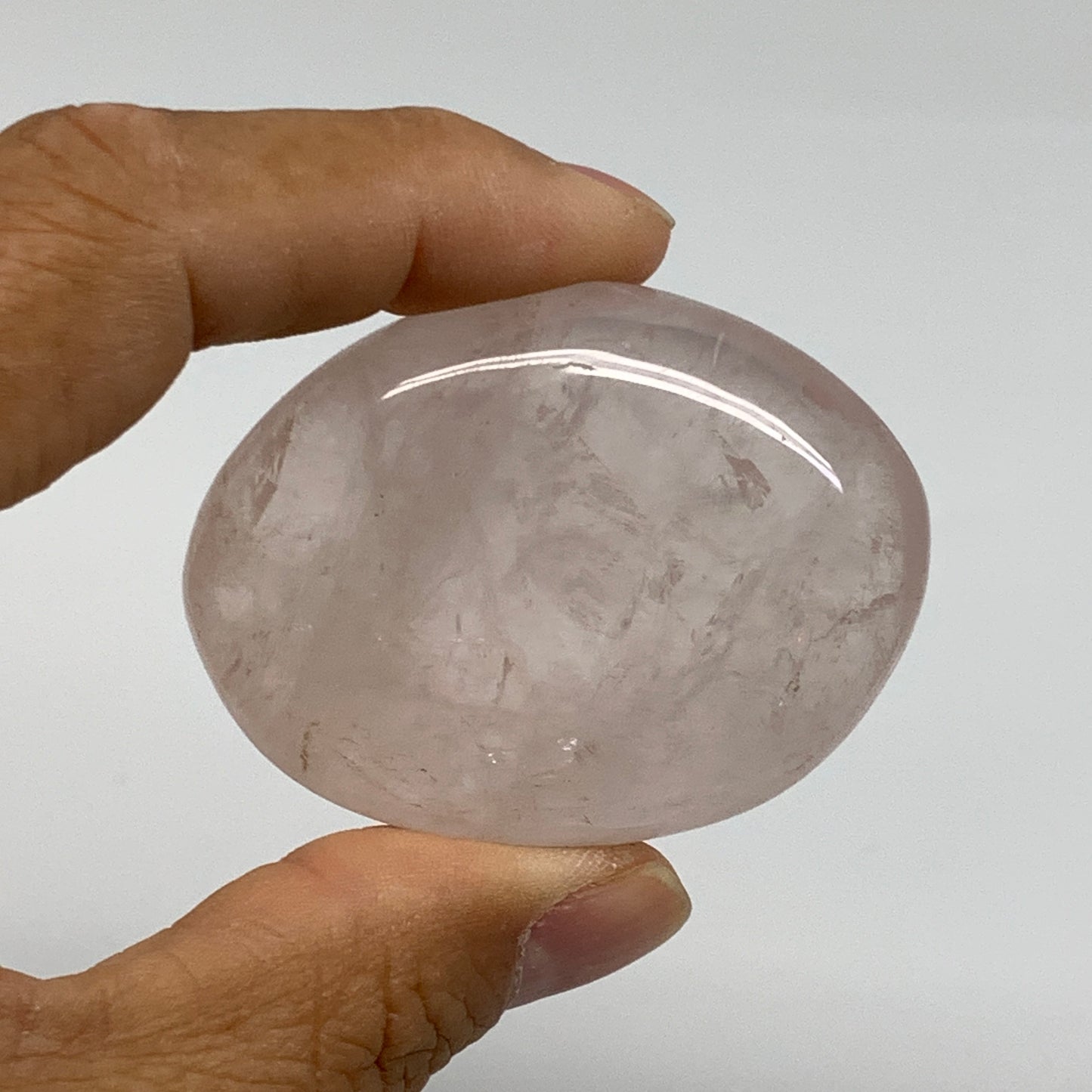 146g , 2"-2.1", 2pcs, Natural Pink Rose Quartz Palm-stone Crystal, B37231