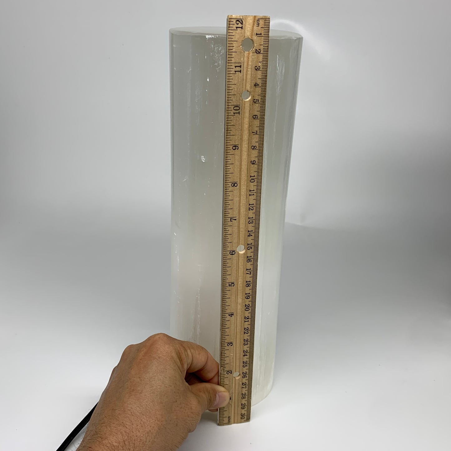9.3 lbs, 11.6"x3.7" Cylinder Selenite (Satin Spar) Lamp Tower W/Chord, B35786