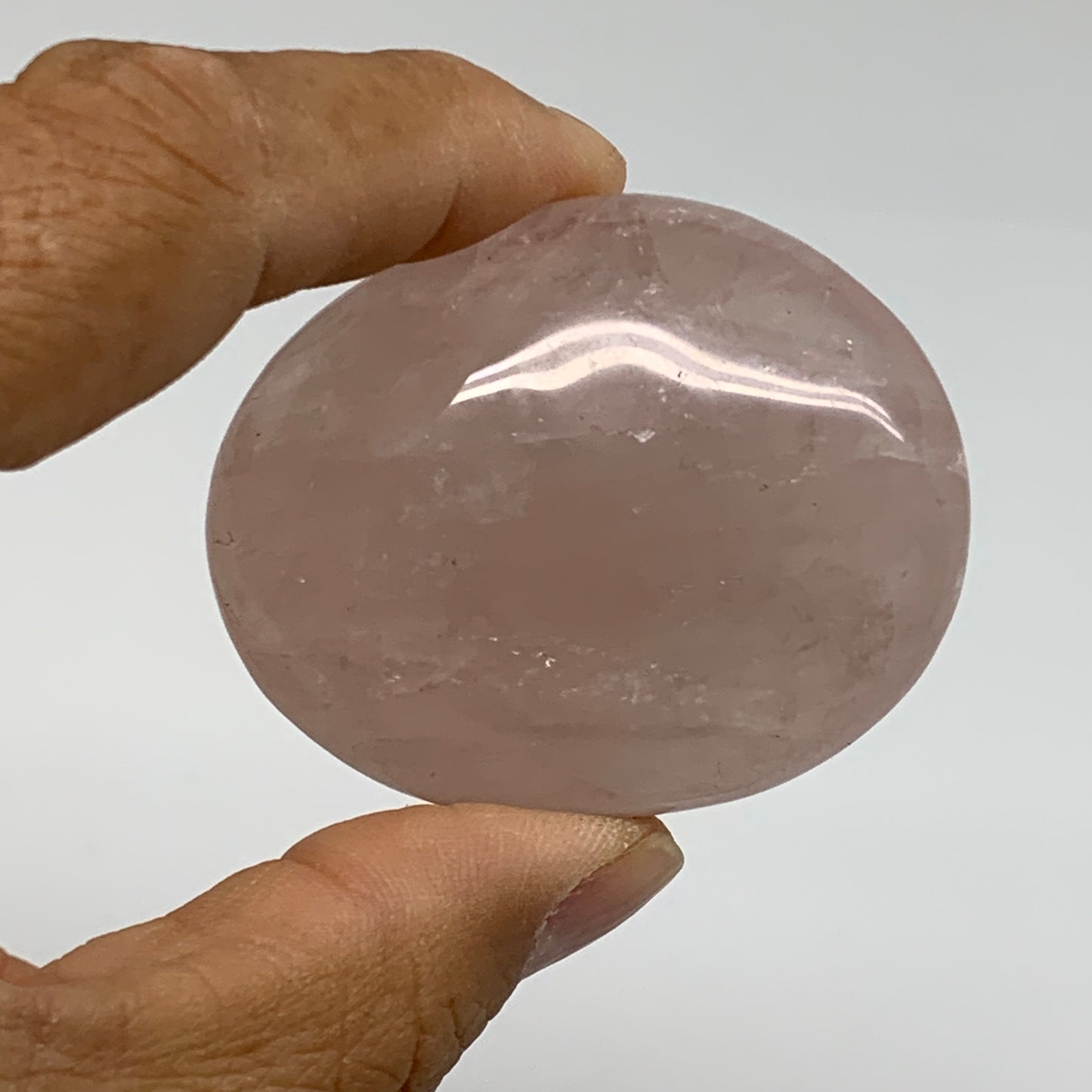 146g , 2"-2.1", 2pcs, Natural Pink Rose Quartz Palm-stone Crystal, B37231