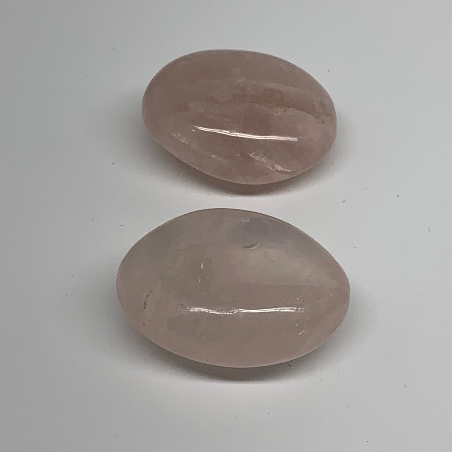 146g , 2"-2.1", 2pcs, Natural Pink Rose Quartz Palm-stone Crystal, B37231