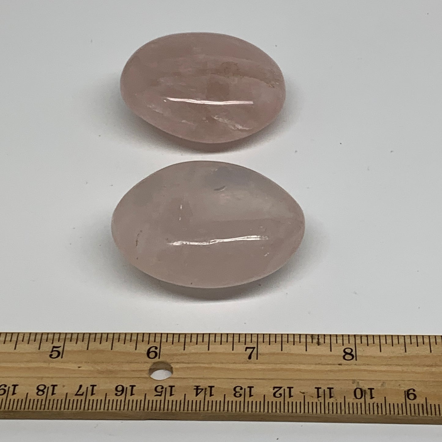 146g , 2"-2.1", 2pcs, Natural Pink Rose Quartz Palm-stone Crystal, B37231