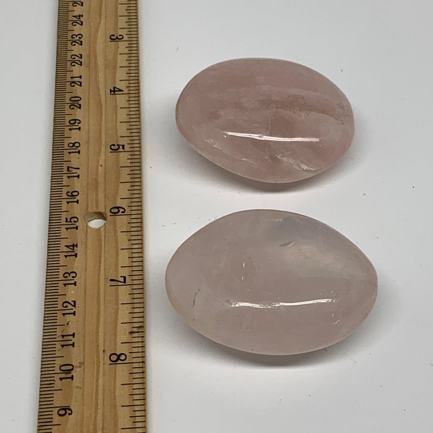 146g , 2"-2.1", 2pcs, Natural Pink Rose Quartz Palm-stone Crystal, B37231