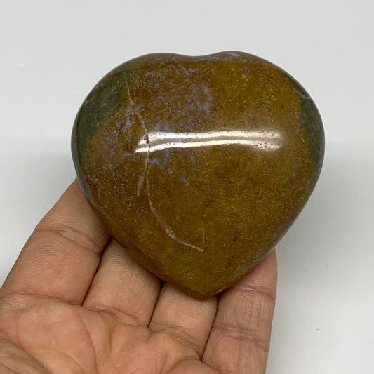 0.4 lbs, 2.6"x2.7"x1.2" Ocean Jasper Heart Polished Healing Crystal, B30863