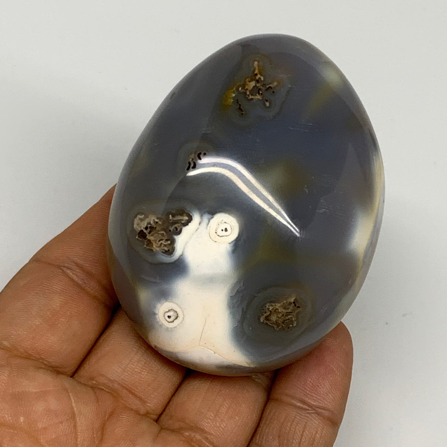 155.4g, 2.7"x2"x1.3" Orca Agate Palm-Stone Reiki Energy Crystal Reiki, B28696
