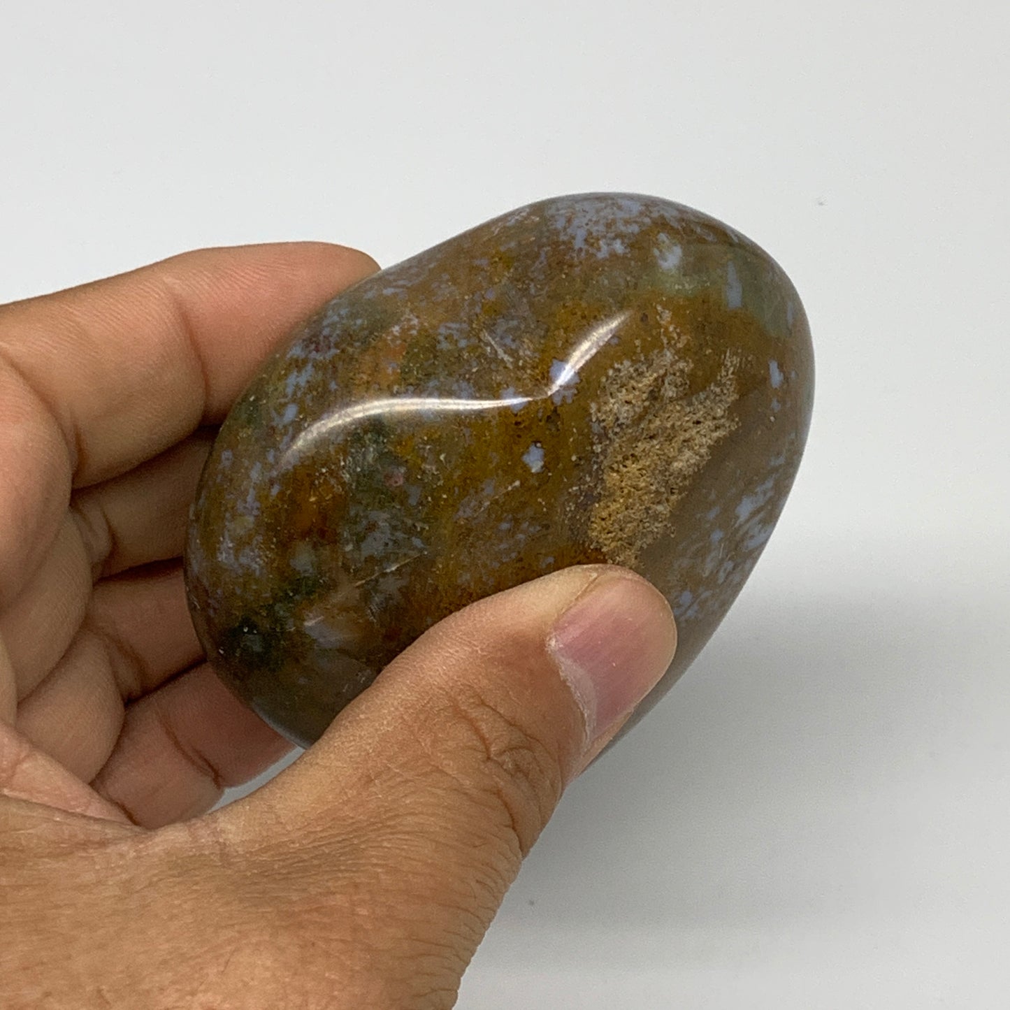 0.4 lbs, 2.6"x2.7"x1.2" Ocean Jasper Heart Polished Healing Crystal, B30863