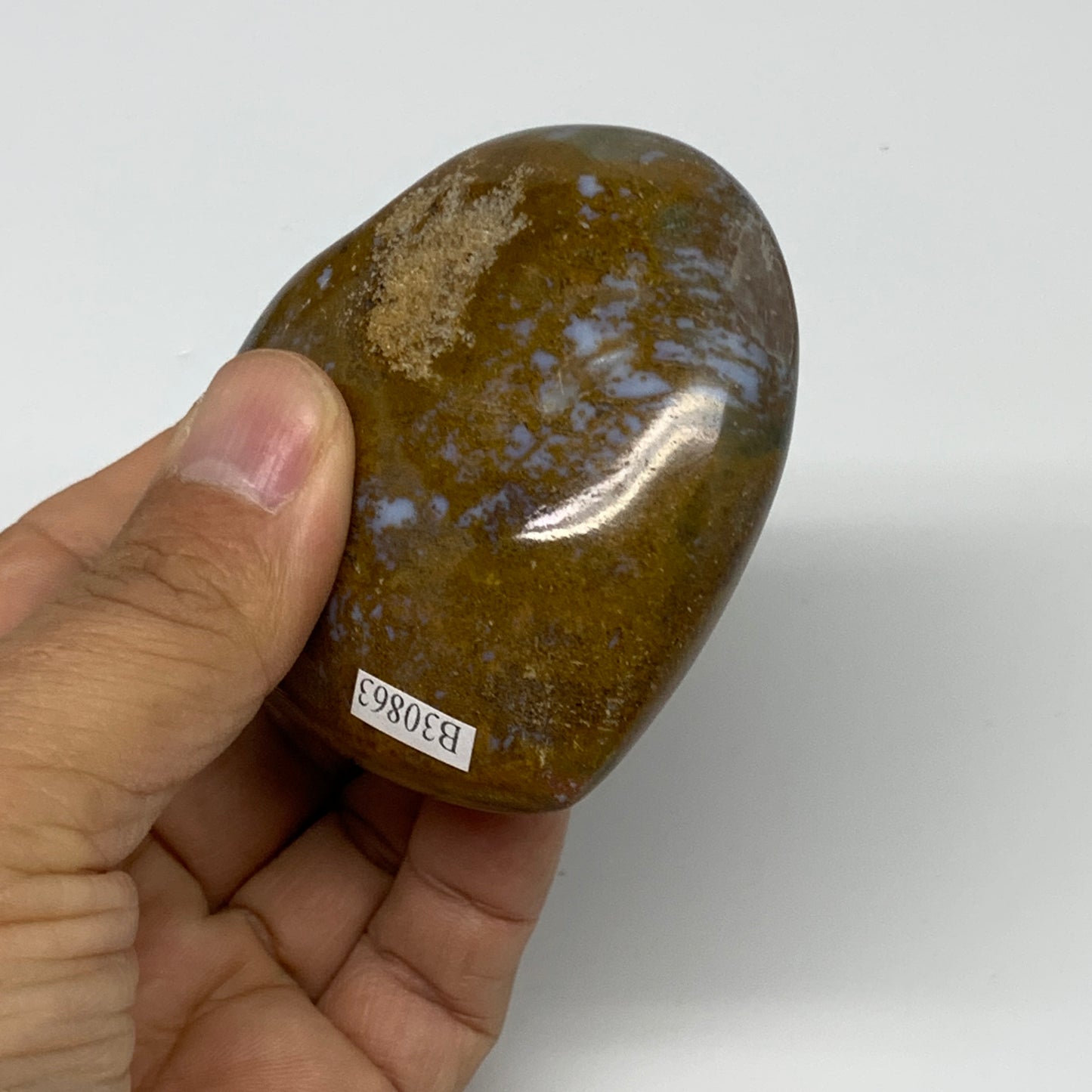0.4 lbs, 2.6"x2.7"x1.2" Ocean Jasper Heart Polished Healing Crystal, B30863