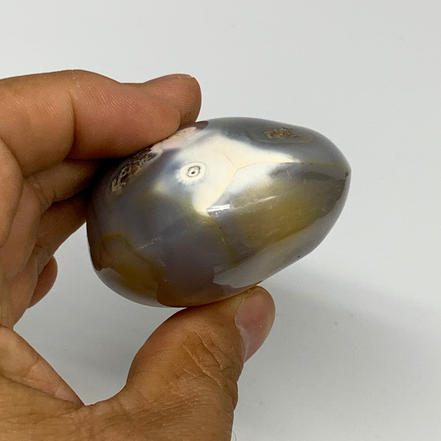 155.4g, 2.7"x2"x1.3" Orca Agate Palm-Stone Reiki Energy Crystal Reiki, B28696
