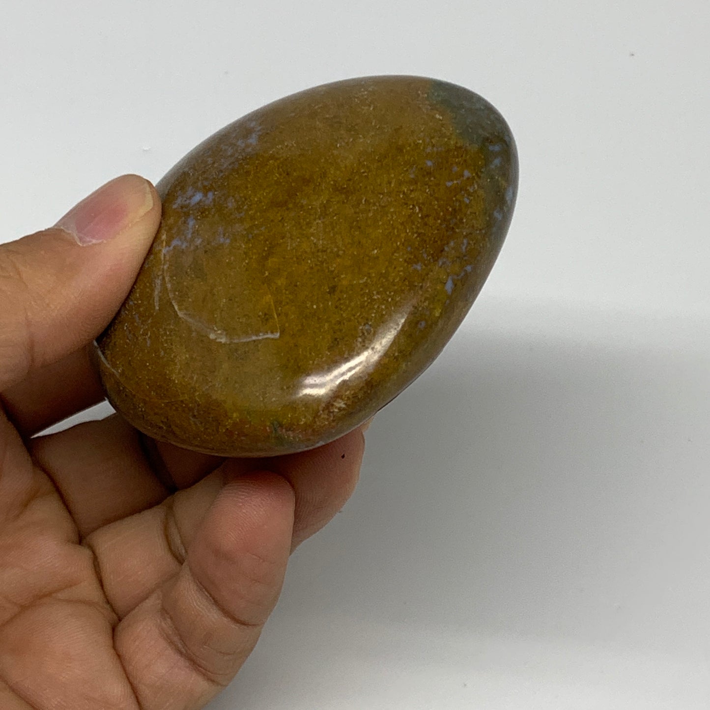 0.4 lbs, 2.6"x2.7"x1.2" Ocean Jasper Heart Polished Healing Crystal, B30863