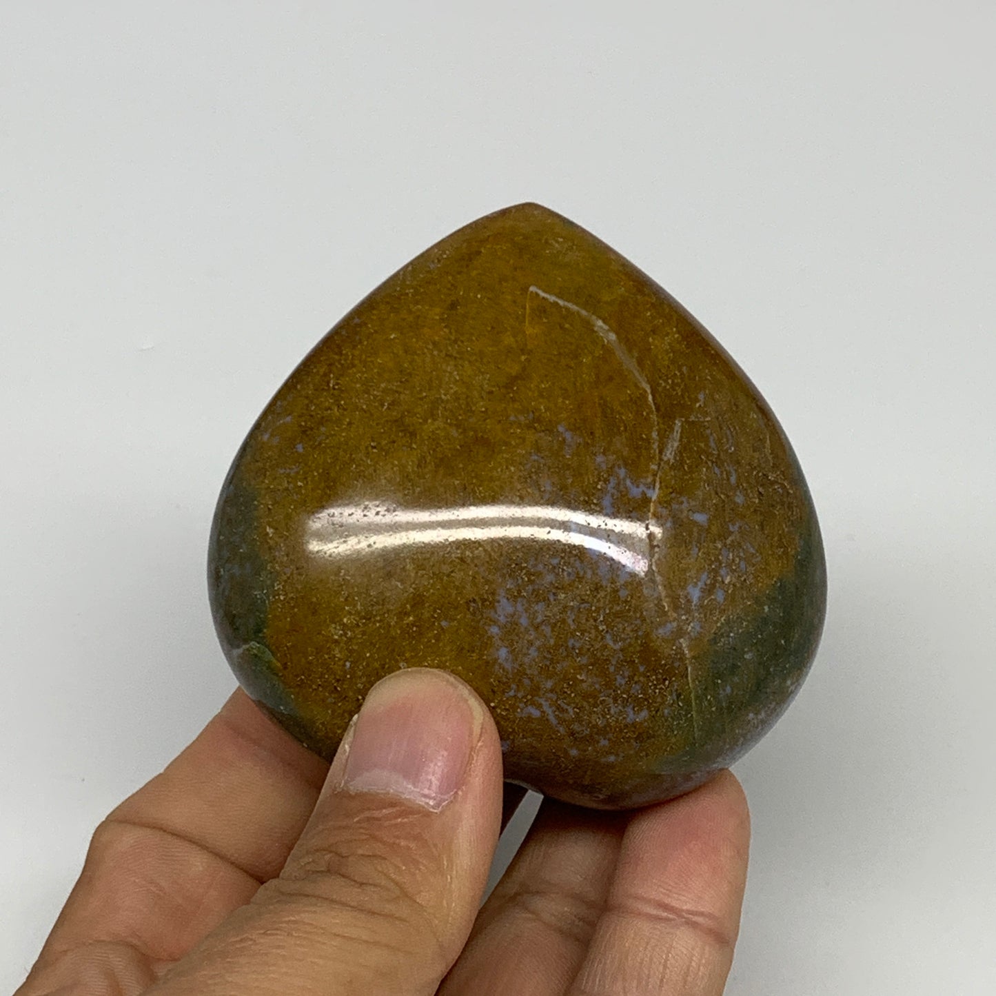 0.4 lbs, 2.6"x2.7"x1.2" Ocean Jasper Heart Polished Healing Crystal, B30863