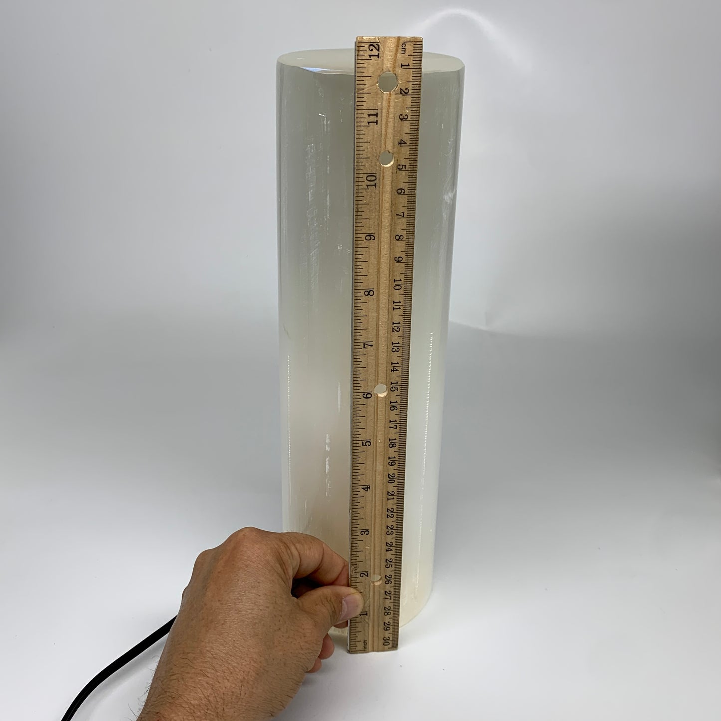 8.3 lbs, 11.5"x3.4" Cylinder Selenite (Satin Spar) Lamp Tower W/Chord, B35787