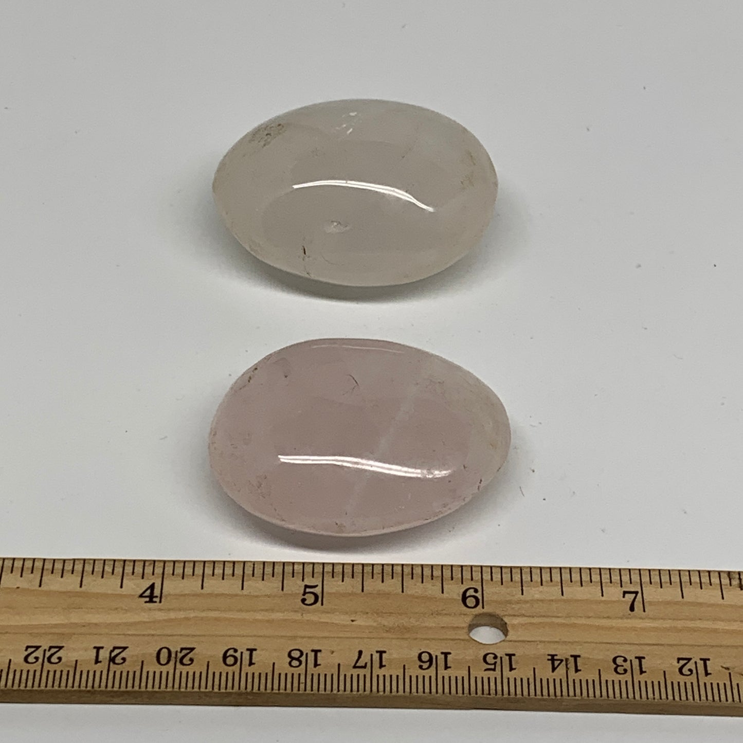 139.9g , 2"-2.1", 2pcs, Natural Pink Rose Quartz Palm-stone Crystal, B37232