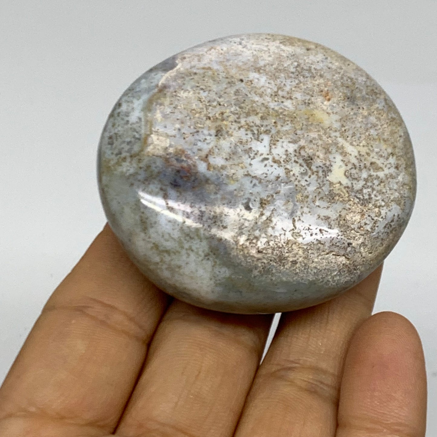 93.6g, 2.2"x2.1"x0.9" Natural Ocean Jasper Palm-Stone Orbicular Jasper, B38174