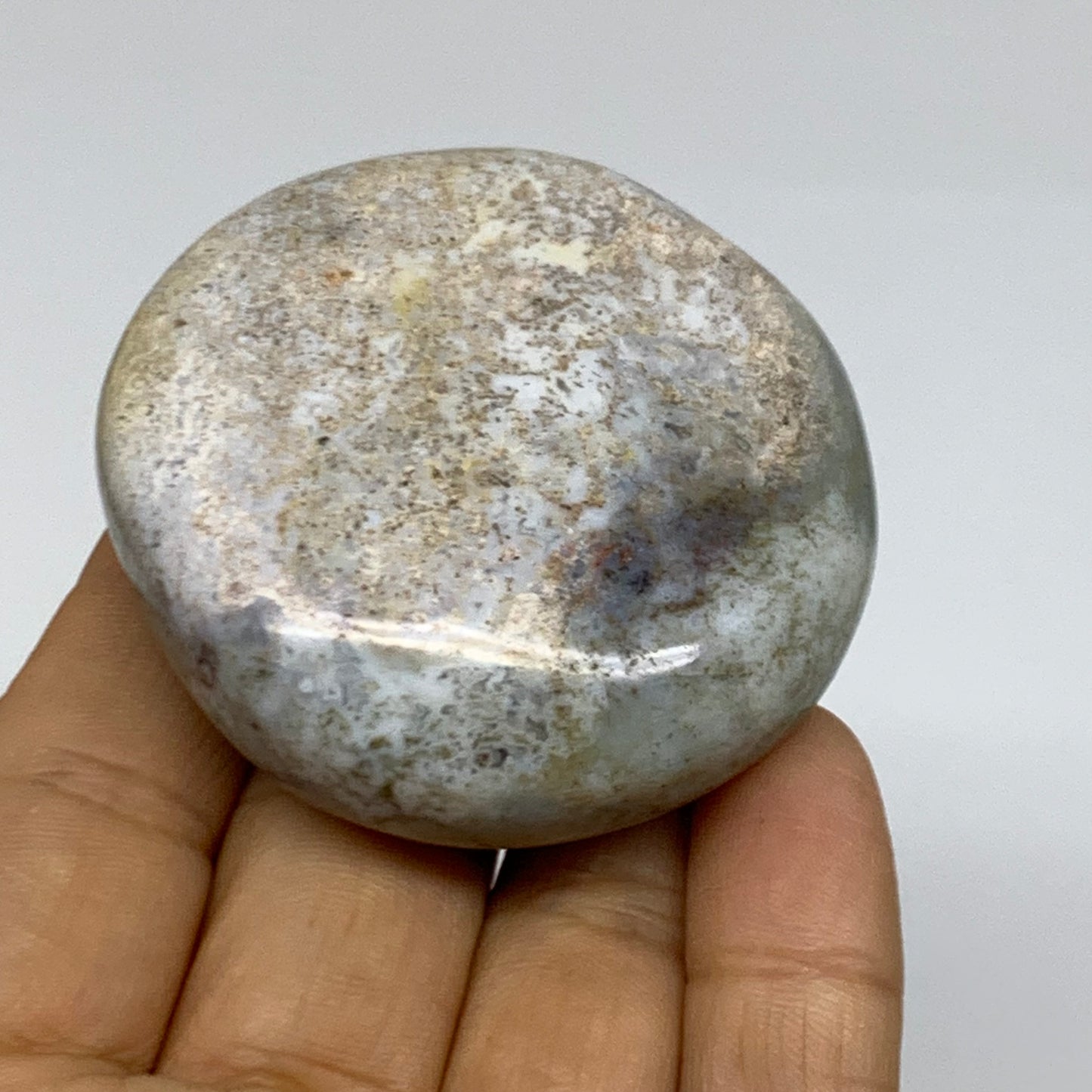 93.6g, 2.2"x2.1"x0.9" Natural Ocean Jasper Palm-Stone Orbicular Jasper, B38174