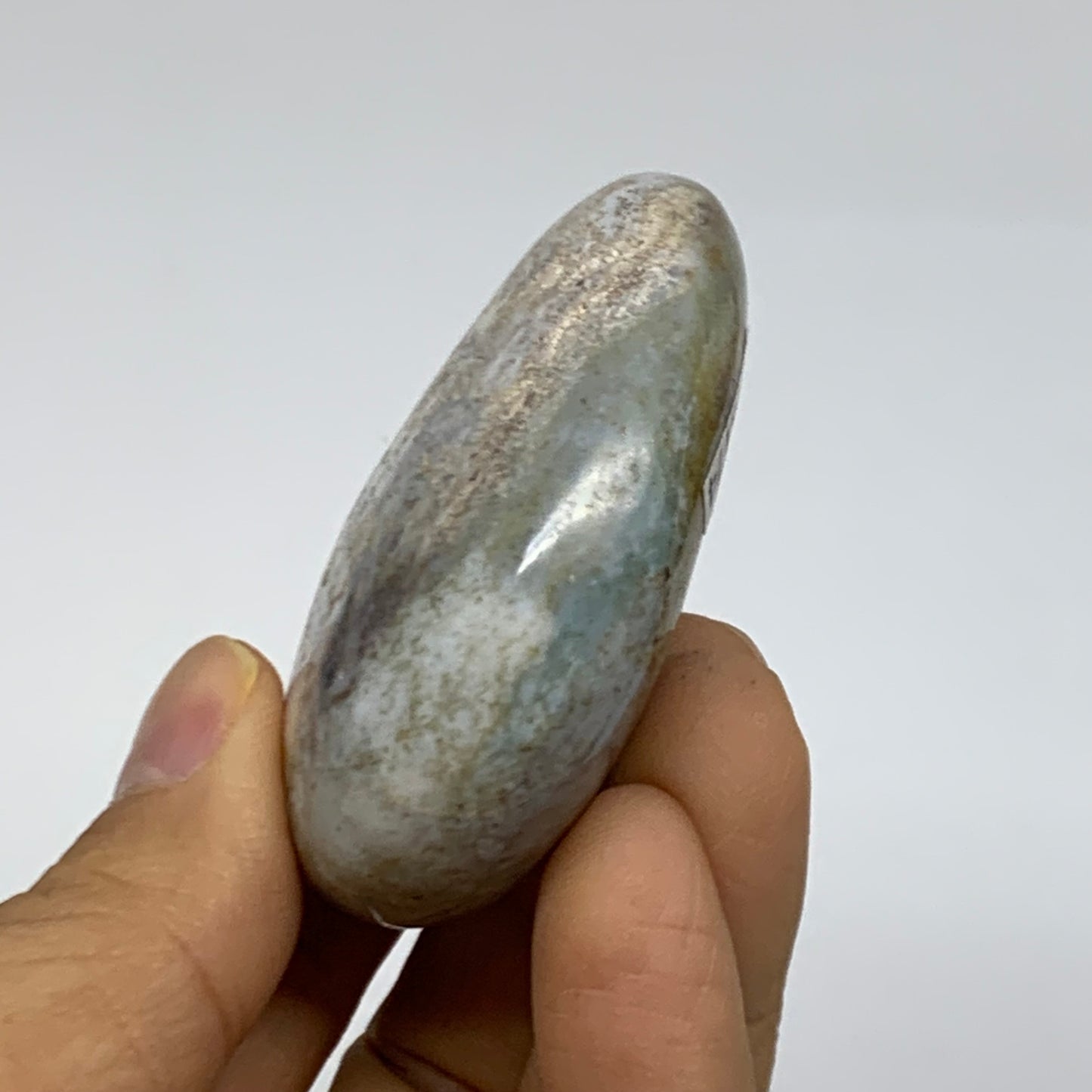 93.6g, 2.2"x2.1"x0.9" Natural Ocean Jasper Palm-Stone Orbicular Jasper, B38174